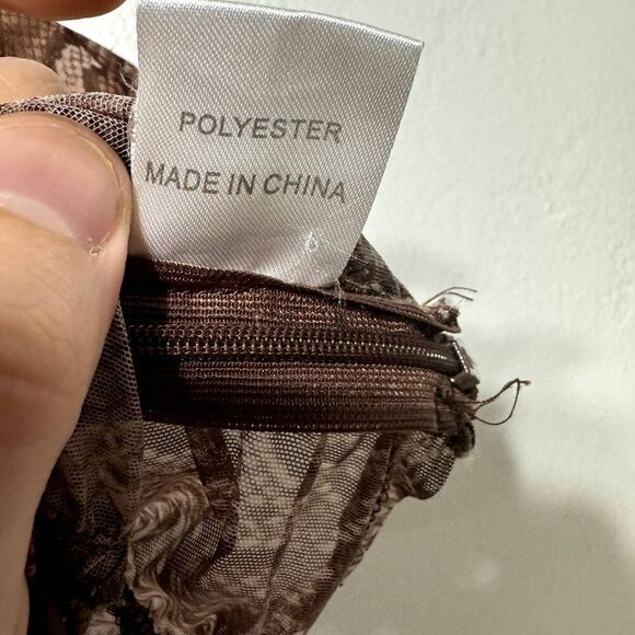 Morning Mist Cropped Tank Top Snakeskin Print Brown Stretch Cami Womens sz 8 - Picture 6 of 9